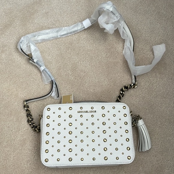 Michael Kors Crossbody white studded leather purse - Picture 2 of 10
